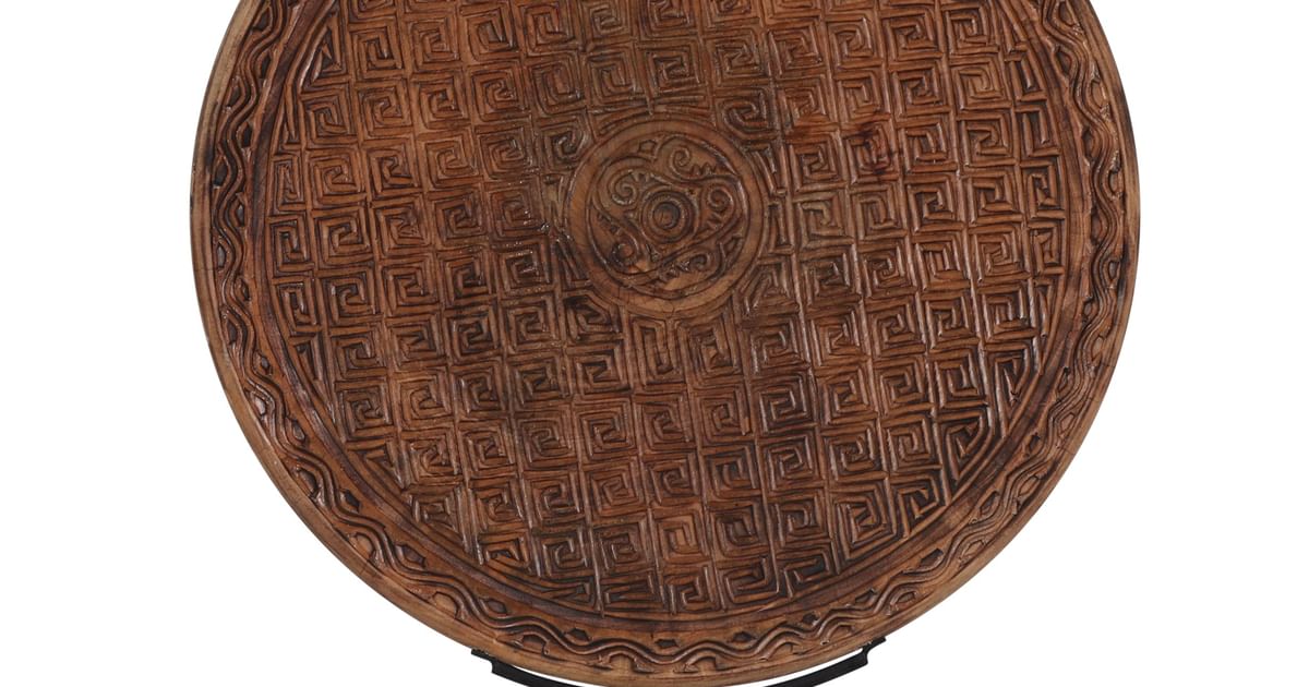 Buleng palm ornament on stand brown