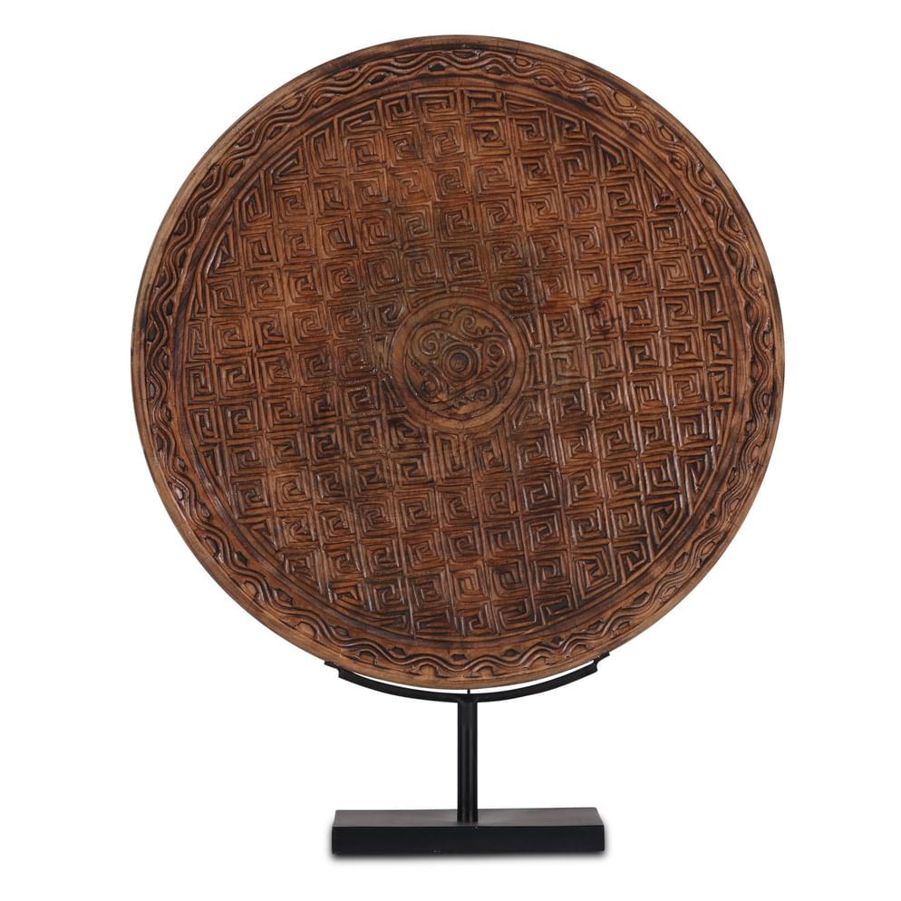 Buleng palm ornament on stand brown