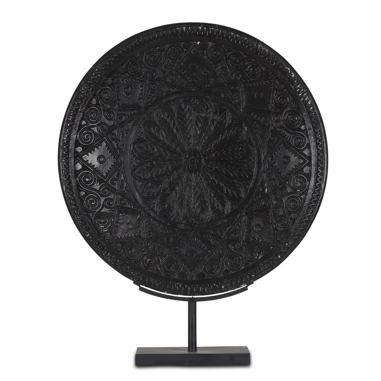 Ruteng palm ornament on stand black