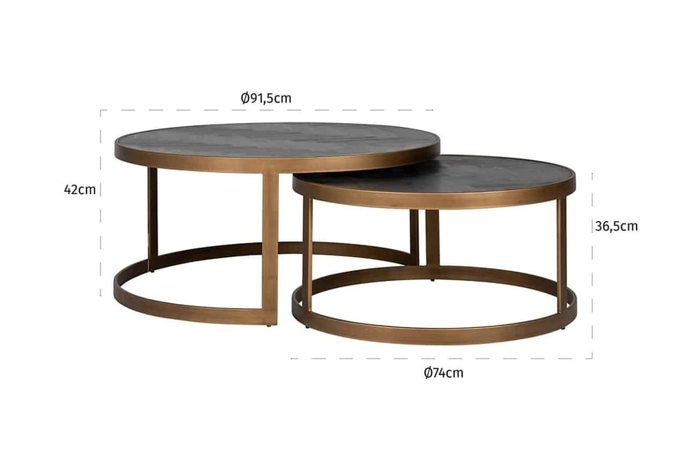 Salontafel Blackbone brass set van 2  (Black rustic)