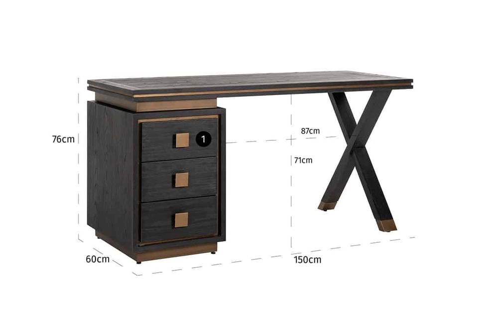 Bureau Hunter 3-laden (Black rustic)