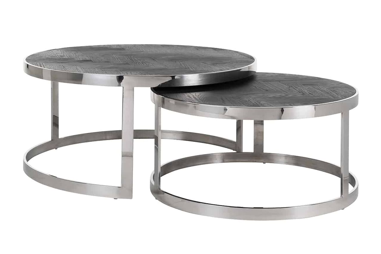 Salontafel Blackbone silver set van 2  (Black rustic)
