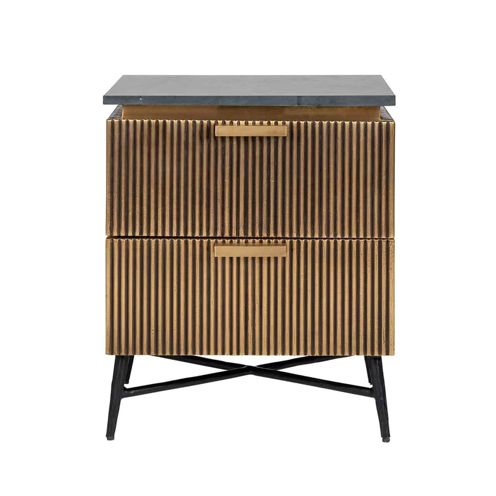 Ironville Nachttisch mit 2 Schubladen (Gold)
