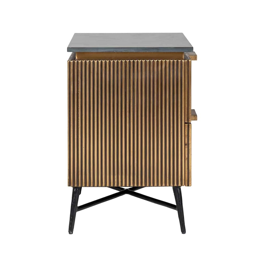Ironville Nachttisch mit 2 Schubladen (Gold)