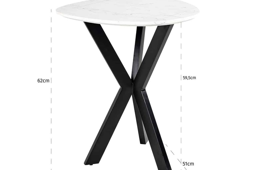 Bijzettafel Trocadero wit marmer