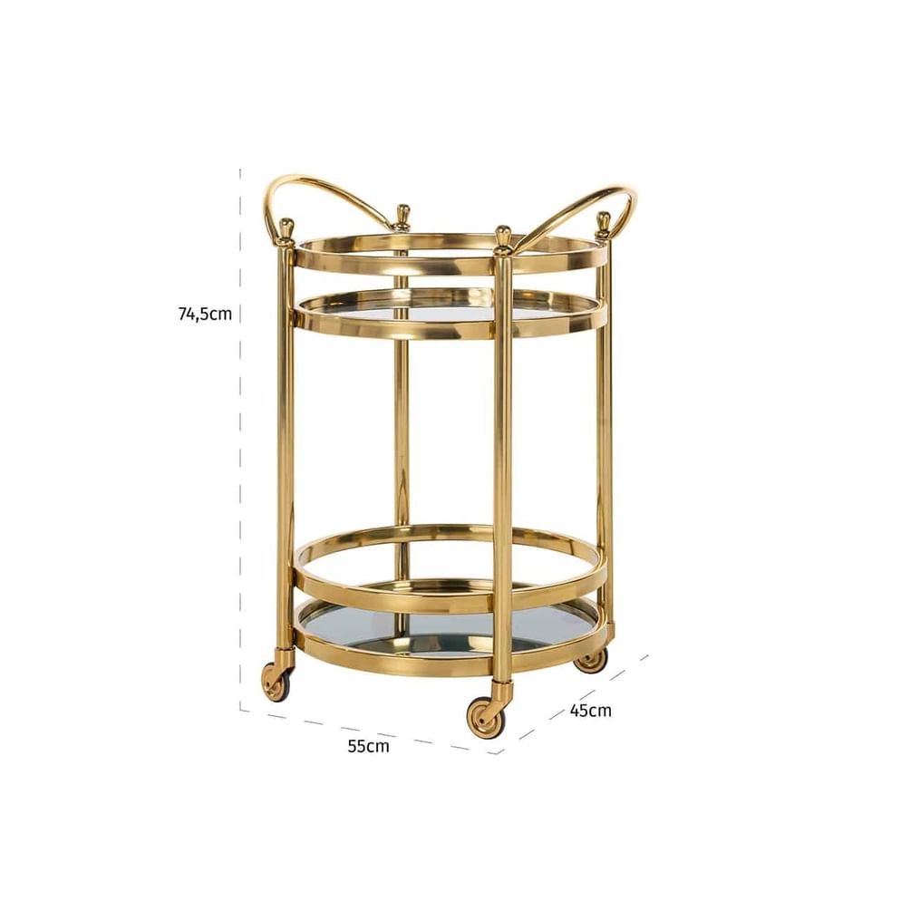 Trolley Hendricks rund gold mit Glas (Gold)