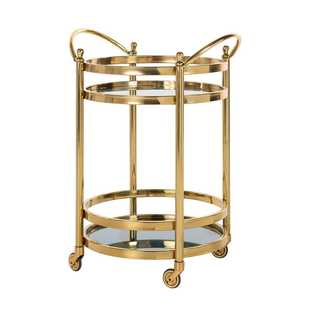 Trolley Hendricks rund gold mit Glas (Gold)