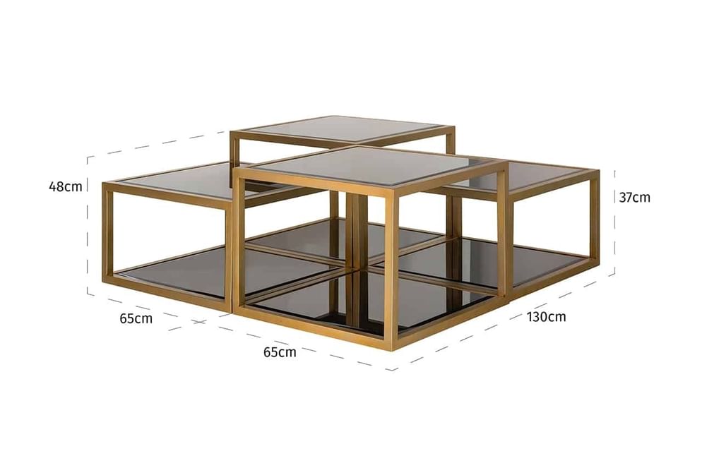 Couchtisch Loua 4er-Set (Gebürstetes Gold)