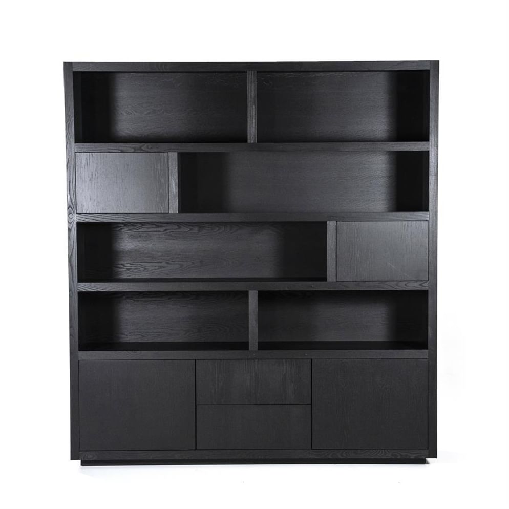 Kabinett Helsinki 200x220cm 2-teilig 4-türig 2 Schubladen - schwarz