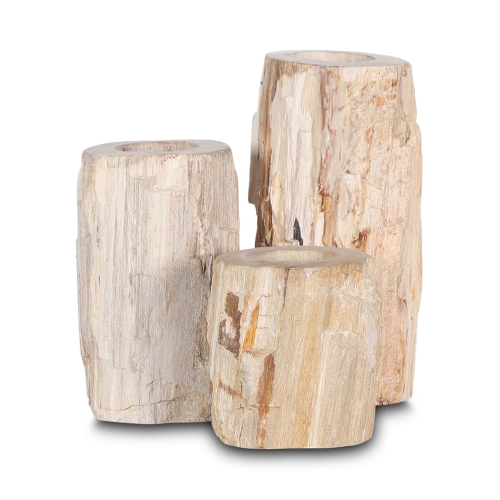 Lahat candle holder petrified wood kecil (10 cm)