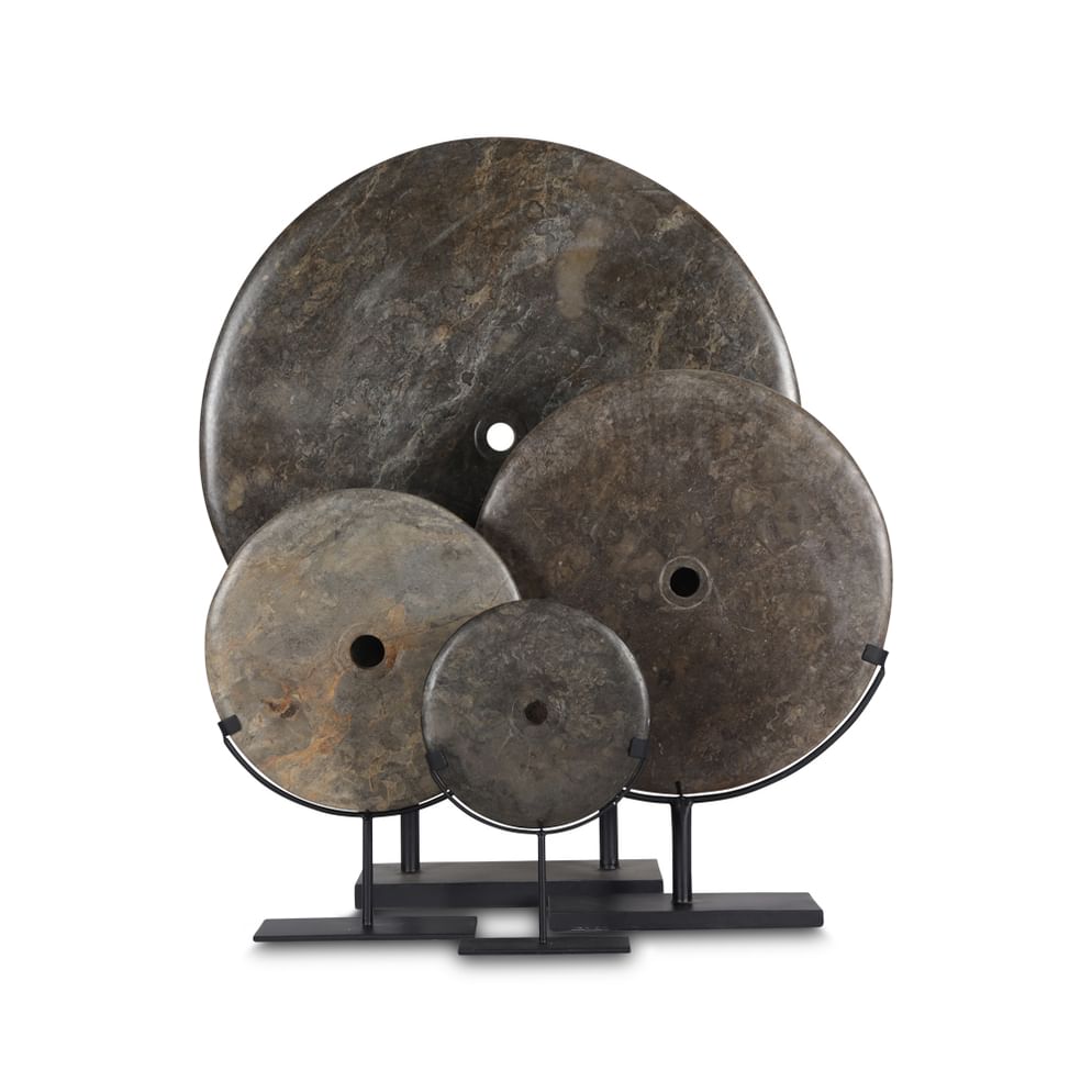 Rawi marble disc on stand sedang (40 cm) grey antique