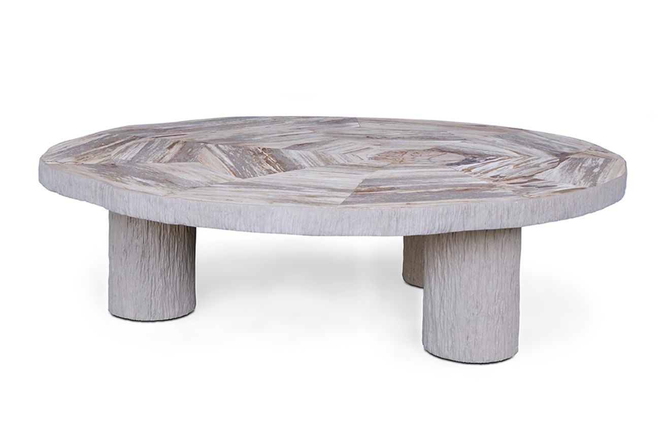 Manipa salontafel versteend hout 120x140 cm lichte kleur