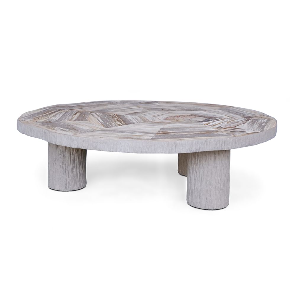 Manipa salontafel versteend hout 120x140 cm lichte kleur