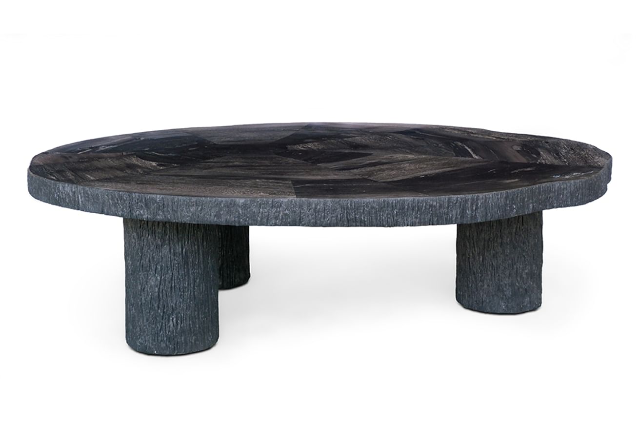 Manipa salontafel versteend hout 120x140 cm donkere kleur