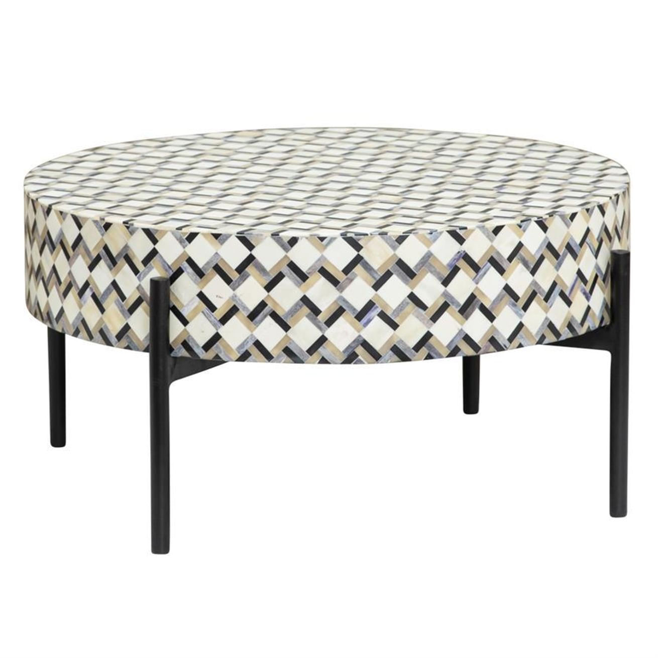 Couchtisch Martina Ø60x35 cm Bone Inlay