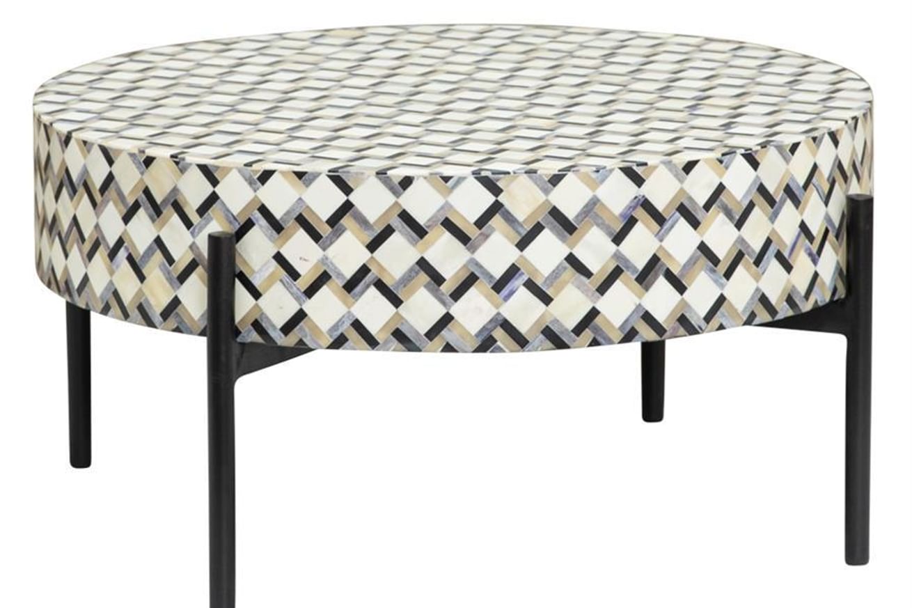 Martina salontafel Ø60x35cm bone inlay