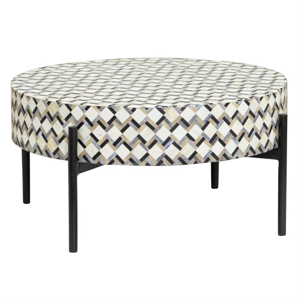 Martina salontafel Ø60x35cm bone inlay