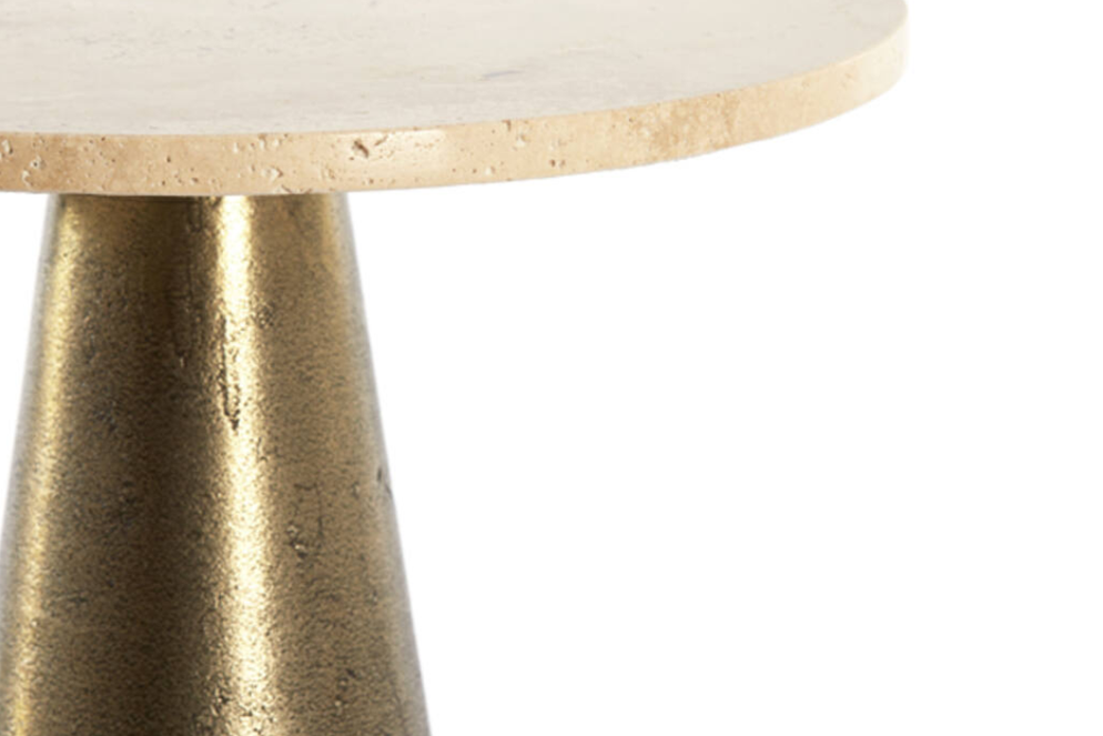 6787913 - Bijzettafel 36x36x51 cm YNEZ travertin zand+antiek brons