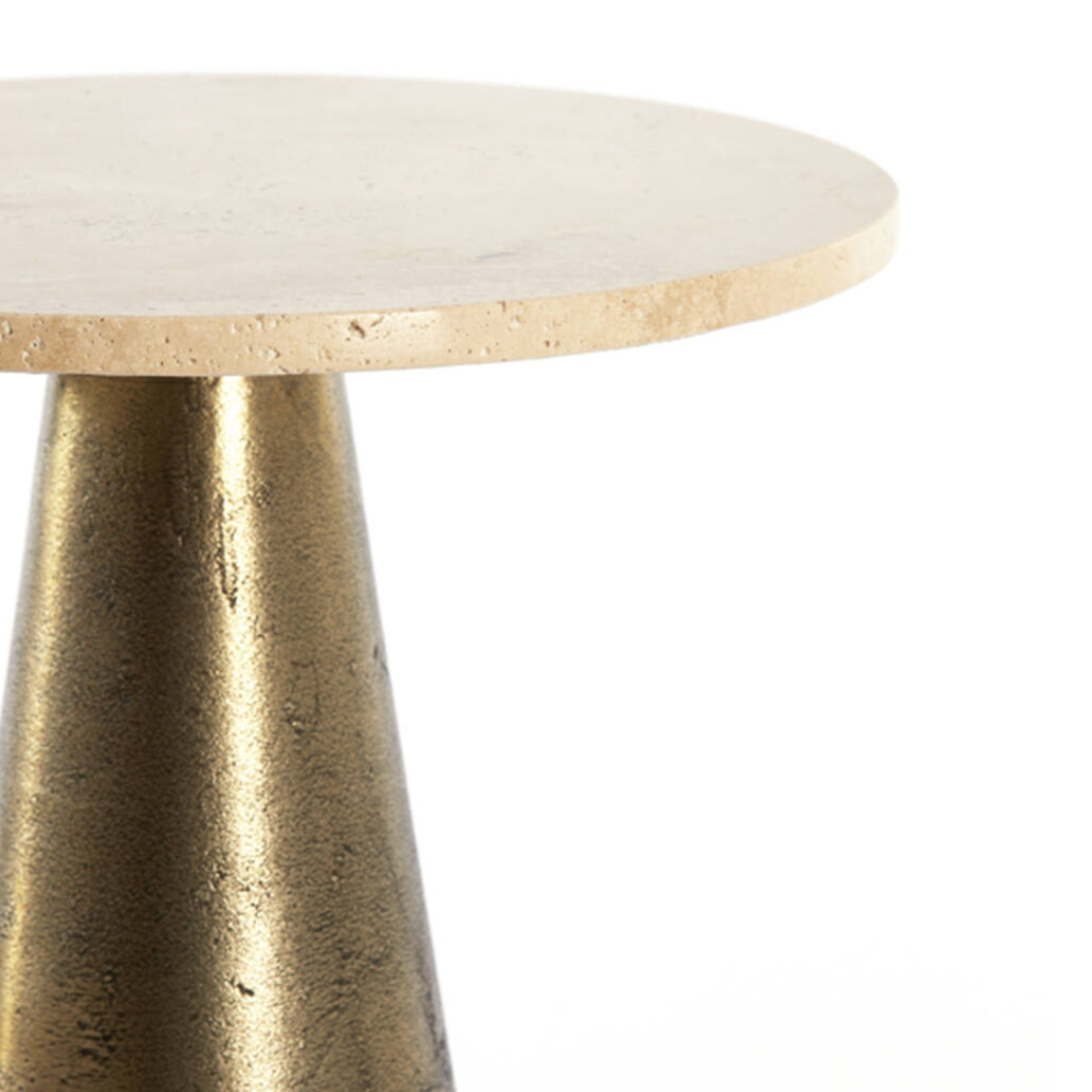 Beistelltisch 36x36x51 cm YNEZ Travertin sand+antike Bronze