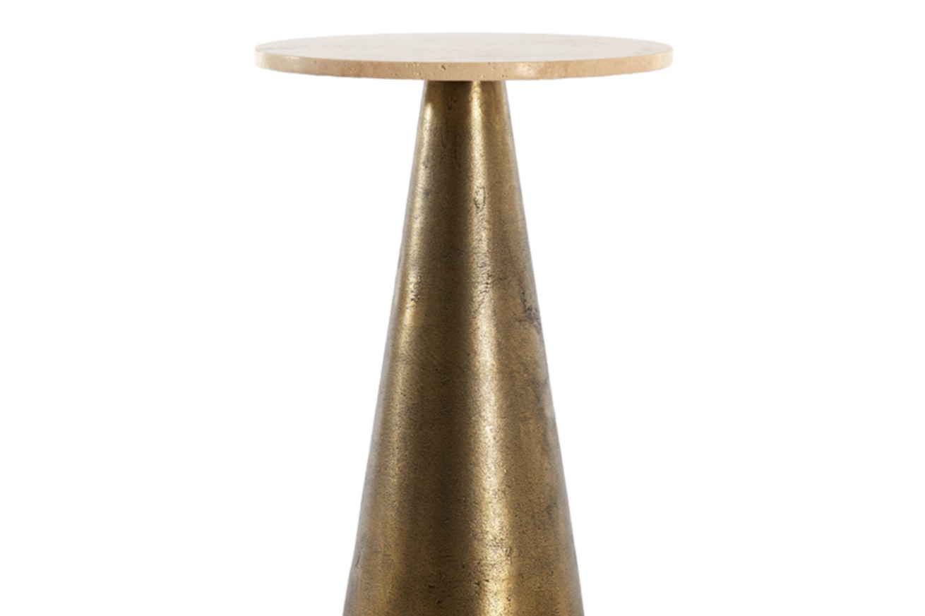 6787913 - Bijzettafel 36x36x51 cm YNEZ travertin zand+antiek brons