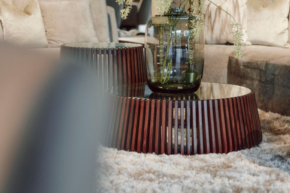 Madiun salontafel met glasplaat bruin