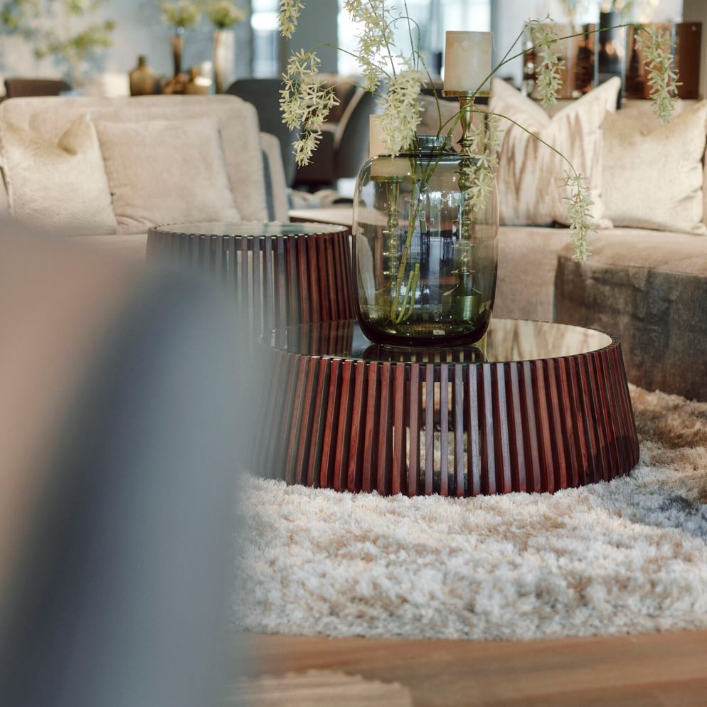 Madiun salontafel met glasplaat bruin