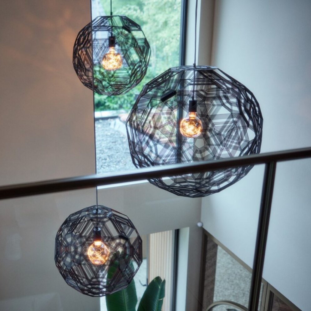 Hanging Lamp Pairot Zattelite Iron Wire Black Ø30 cm