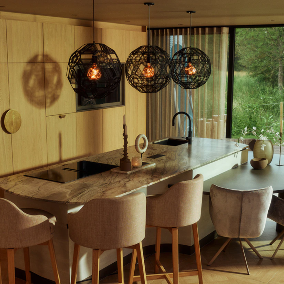 Hanging Lamp Pairot Zattelite Iron Wire Black Ø30 cm