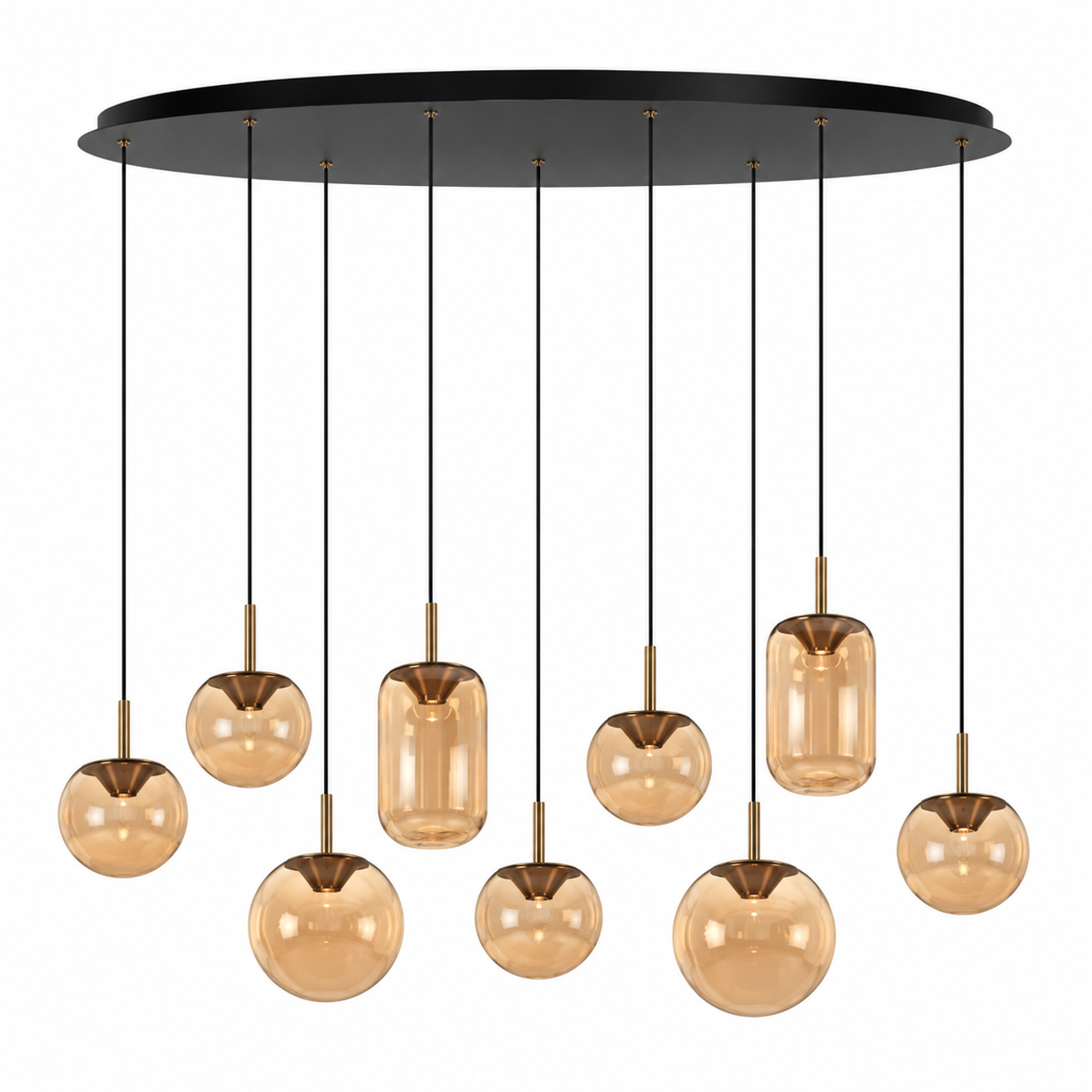 Hanglamp Lidy amber 9-lichts 165cm