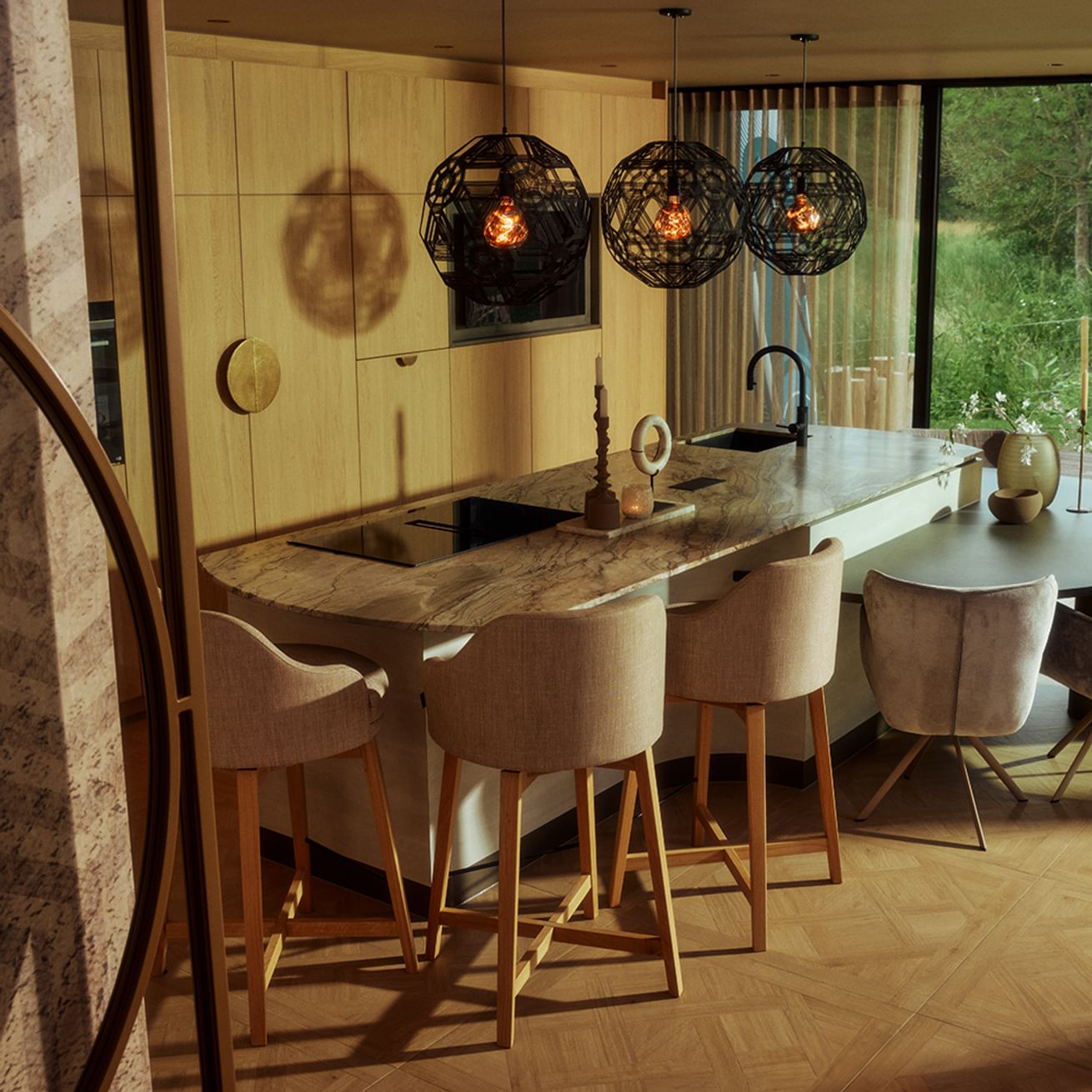 Hängelampe Pairot Zattelite Eisen Draht Schwarz Ø50 cm