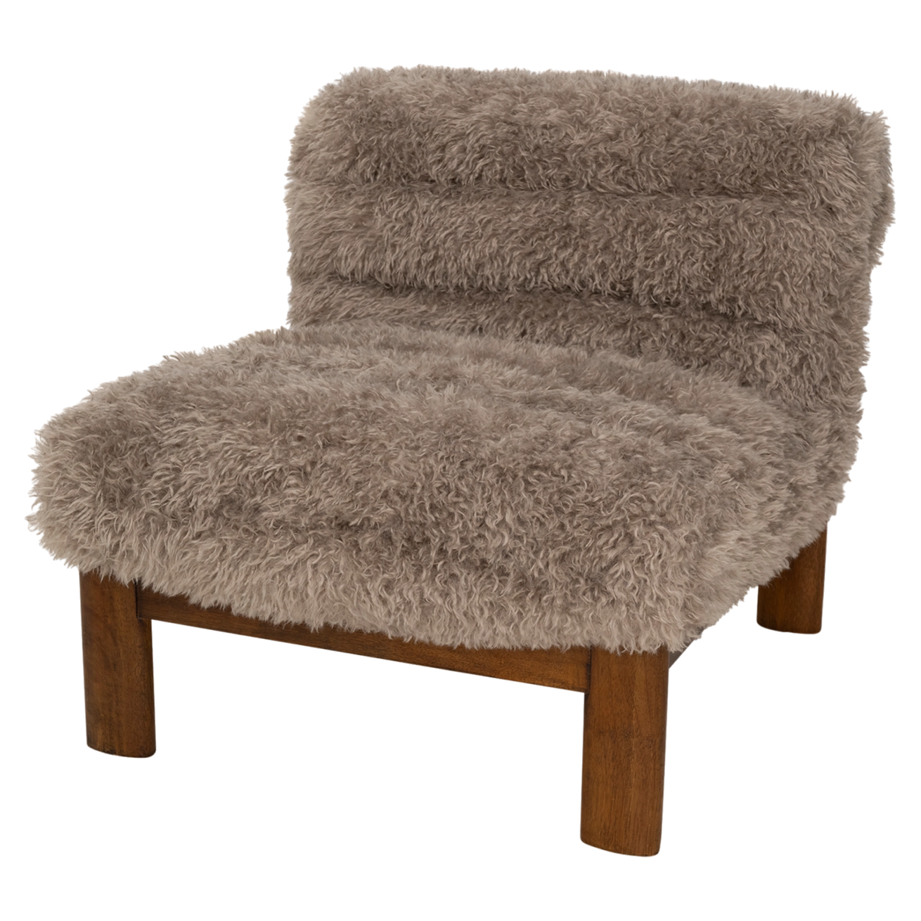 Lounge chair Poodle fabric rubber wood legs