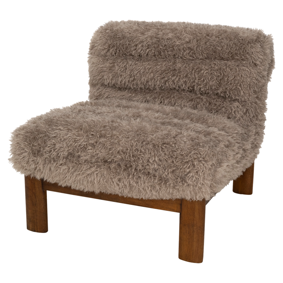 Lounge chair Poodle fabric rubber wood legs