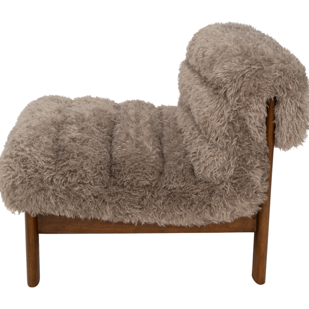 Lounge chair Poodle fabric rubber wood legs