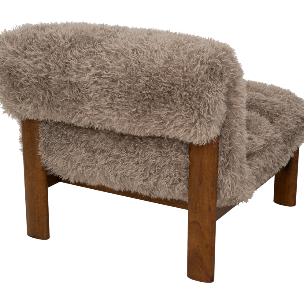 Lounge chair Poodle fabric rubber wood legs