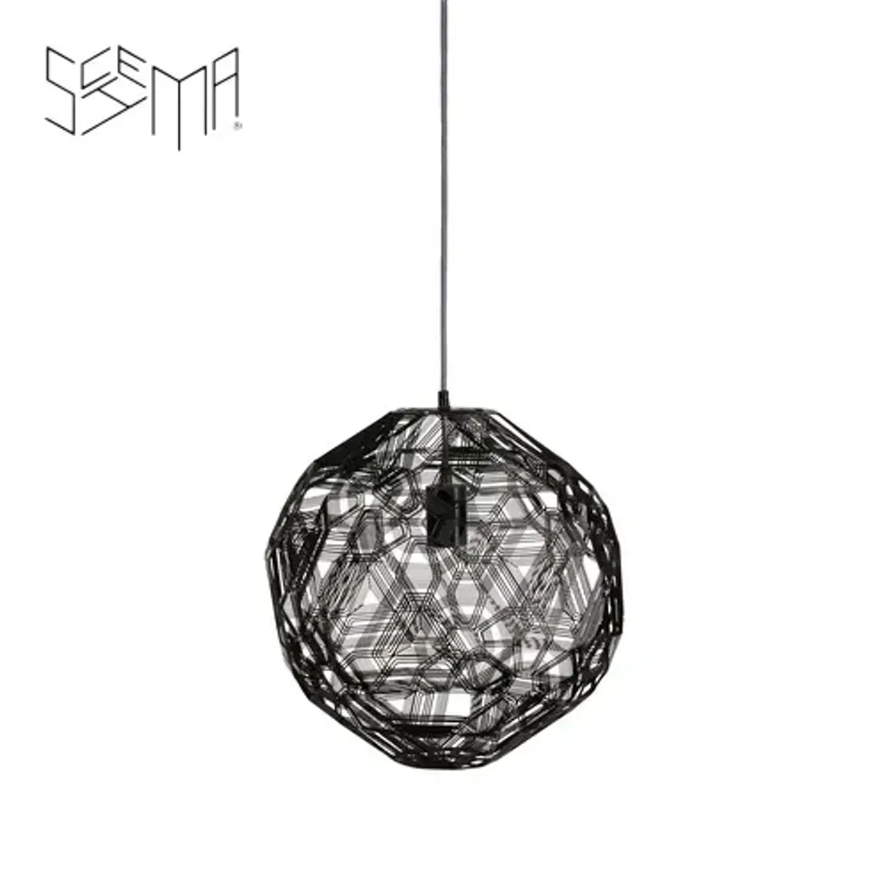 Hanging Lamp Pairot Zattelite Iron Wire Black Ø40 cm