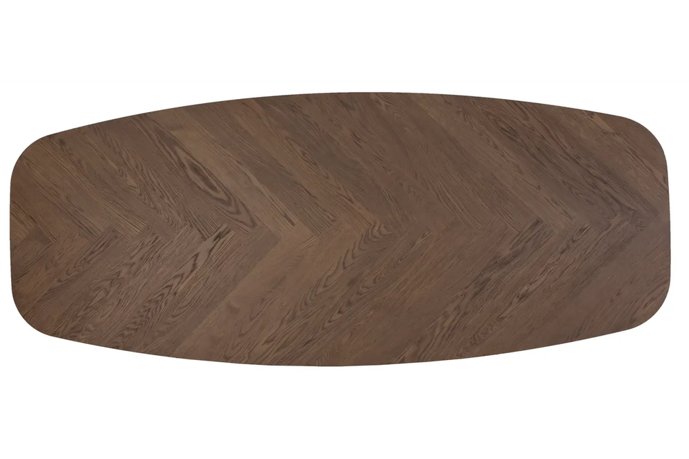 Monk eettafel met visgraat blad en poot Lattuh ovaal