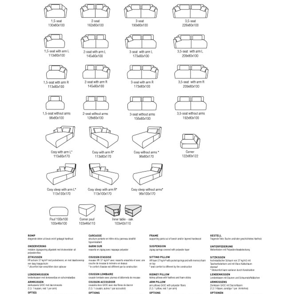 Moreno Inner table 45 degree - oak