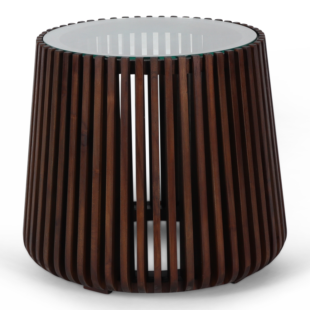 Madiun bijzettafel met glasplaat bruin