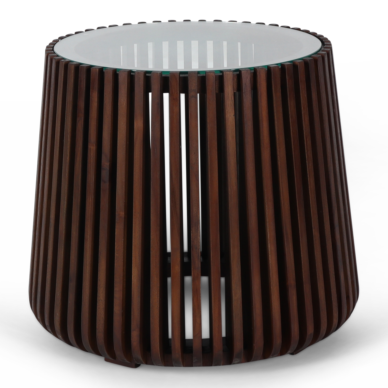 Madiun bijzettafel met glasplaat bruin