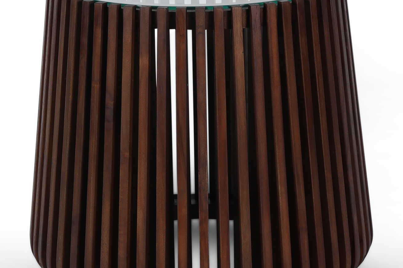 Madiun bijzettafel met glasplaat bruin