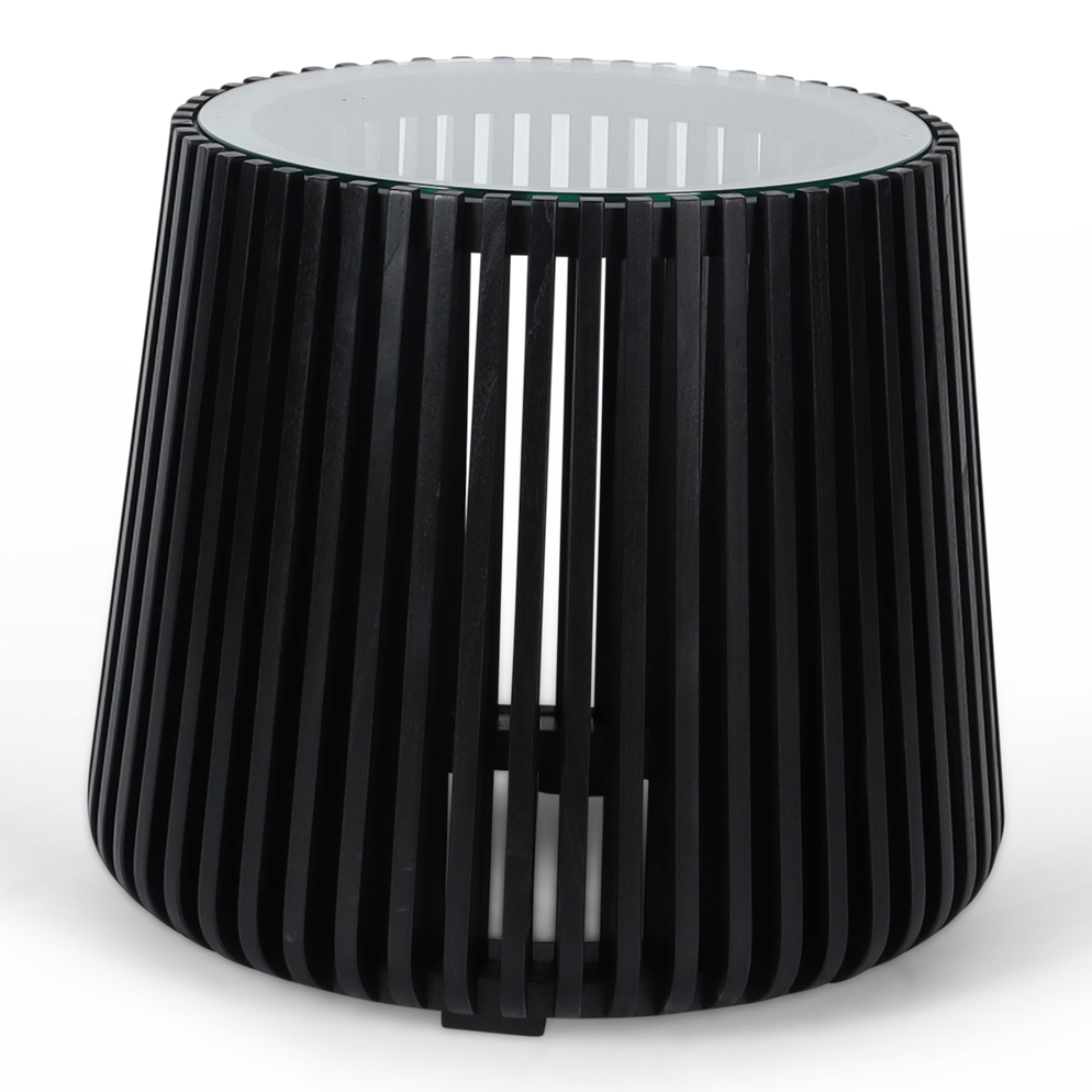 Madiun bijzettafel met glasplaat zwart