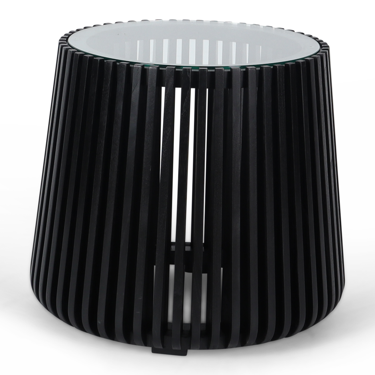 Madiun bijzettafel met glasplaat zwart