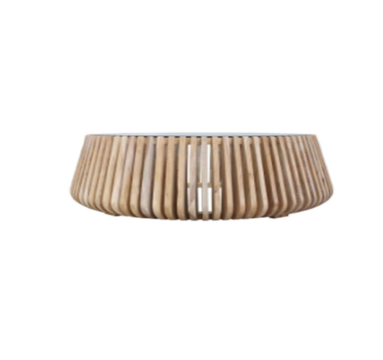 Madiun Couchtisch Braun mit Glasplatte