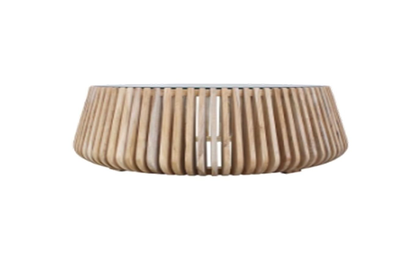 Madiun Couchtisch Braun mit Glasplatte