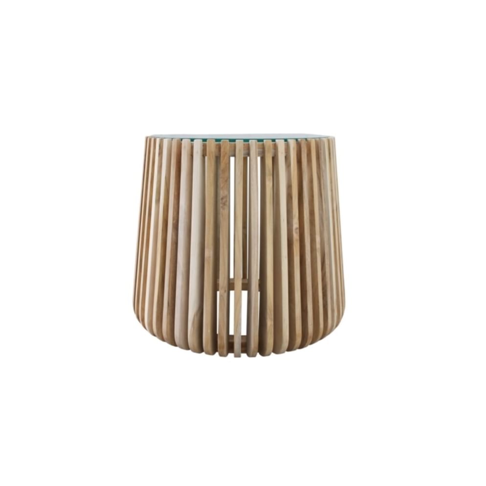 Madiun bijzettafel met glasplaat naturel