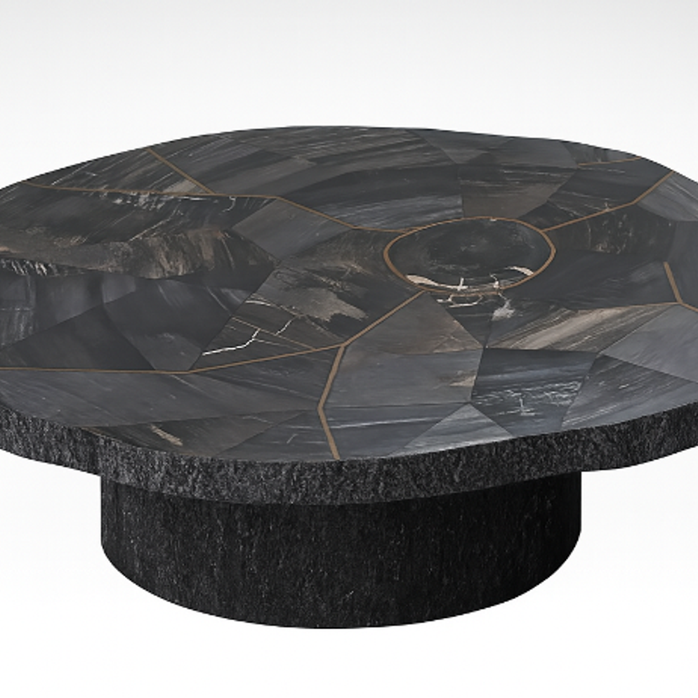 Manipa salontafel versteend hout 90x90 cm donkere kleur