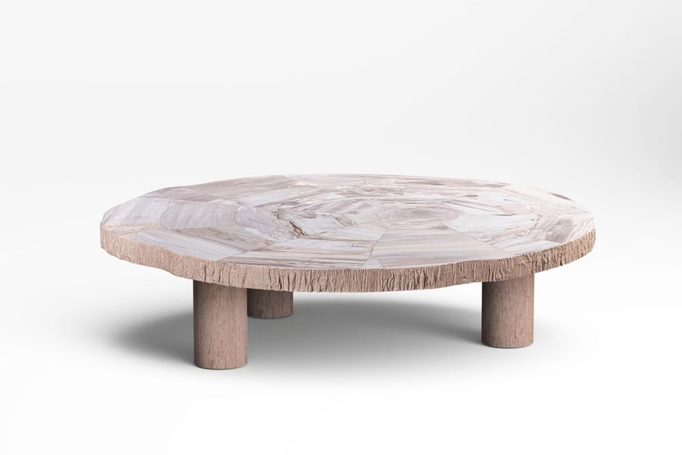 Manipa salontafel versteend hout 120x140 cm lichte kleur