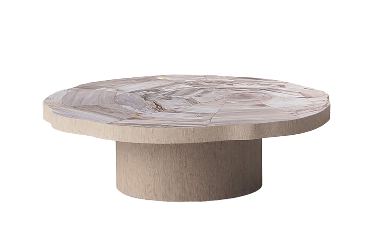 Manipa salontafel versteend hout 70x70 cm lichte kleur