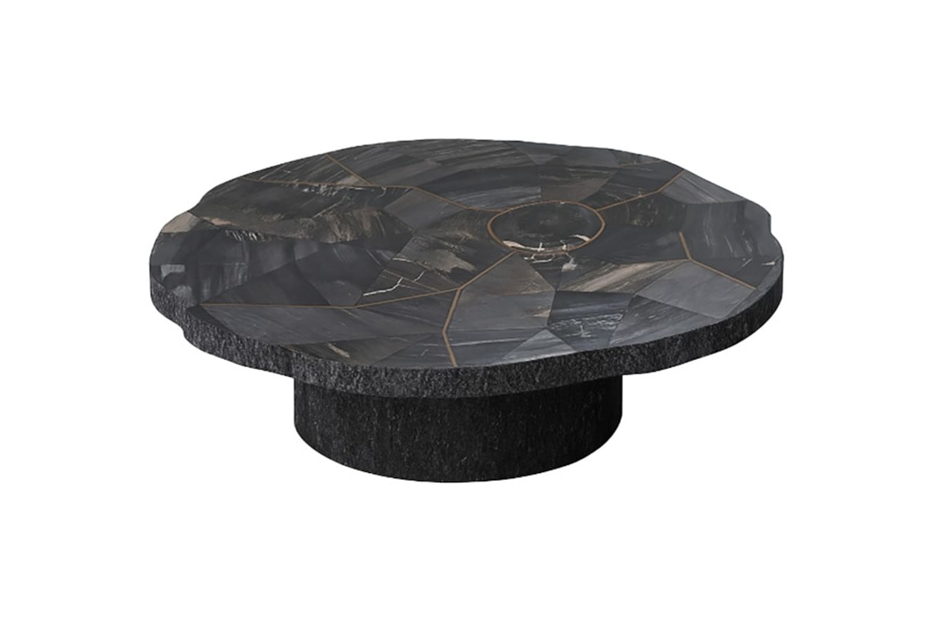 Manipa salontafel versteend hout 70x70 cm lichte kleur