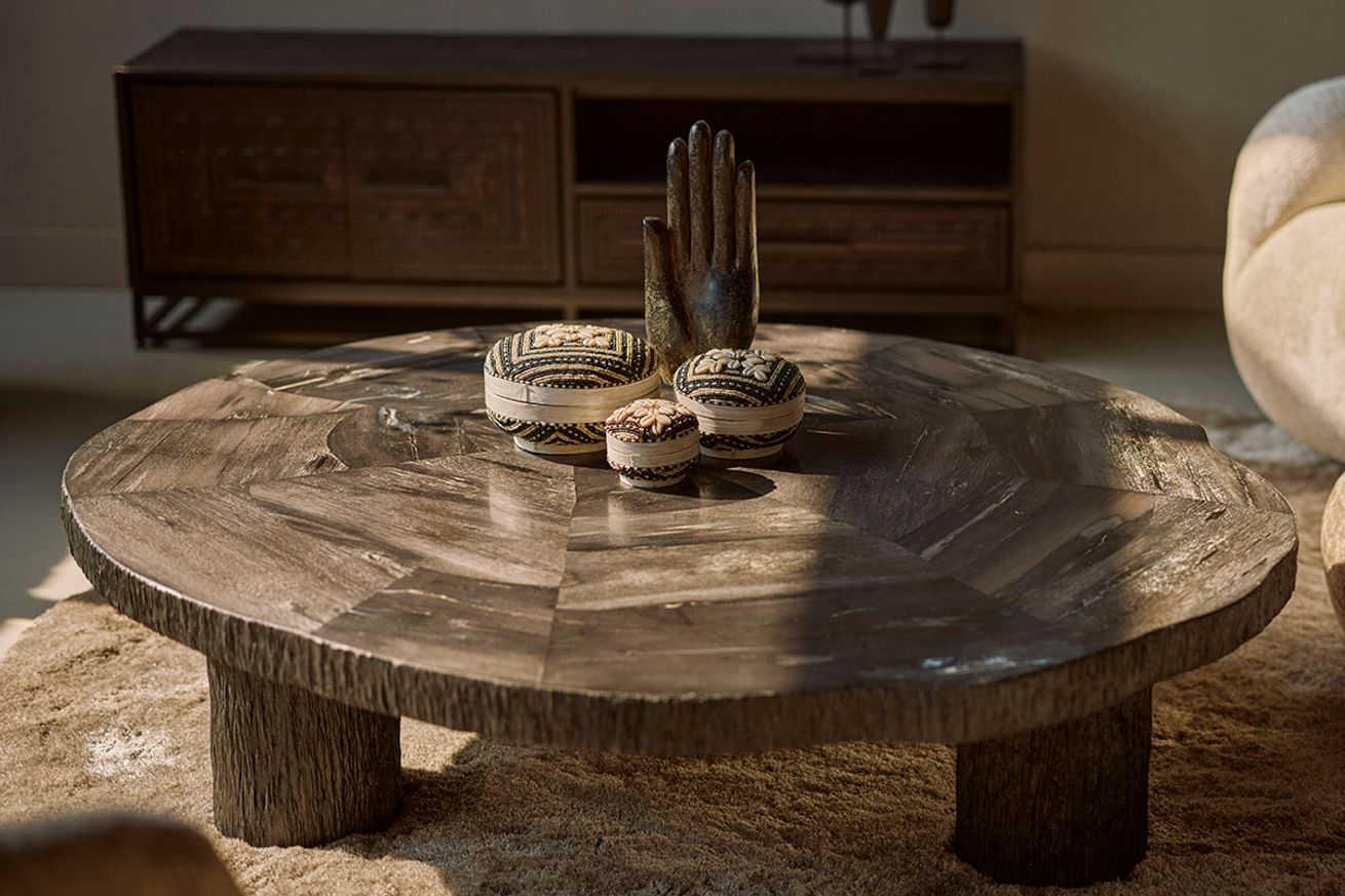 Manipa Couchtisch fossilem Holzfurnier